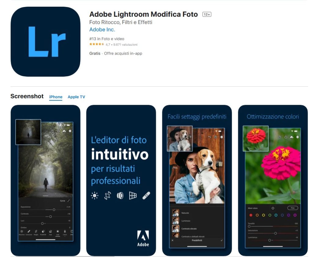 app lightroom per smartphone