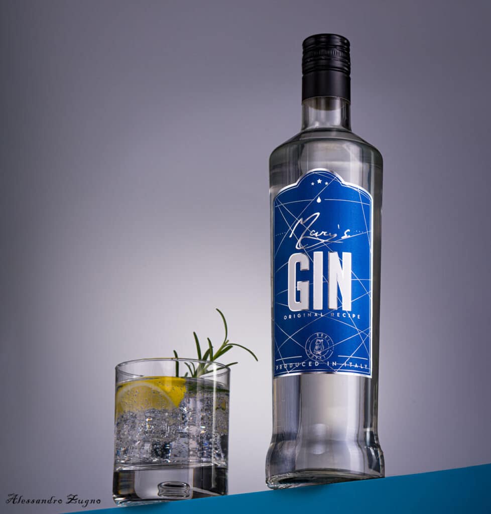 foto professionale bottiglia gin