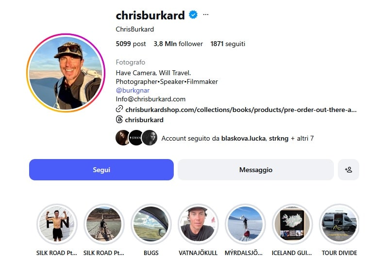 profilo instagram fotografo di viaggi