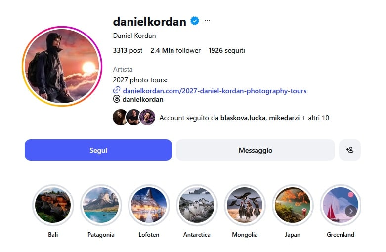 profilo instagram fotografi da seguire