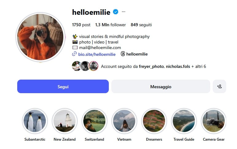 fotografo profilo instagram